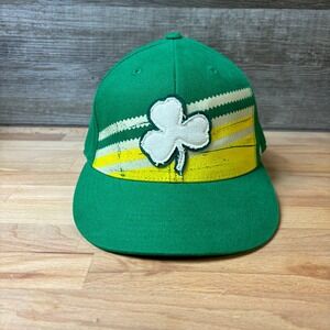 Boston Celtics Hat Cap Adidas Size 7 1/4 Fitted Green Clover Retro NBA